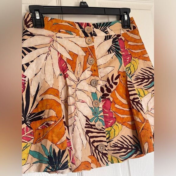 Forever 21 linen blend tropical skirt size s - Picture 2 of 7